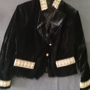 Peter Nygard Black Velvet  Embroidery Jacket